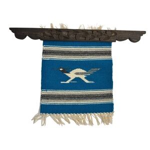 VTG Ortega's Chimayo Framed Wool Hand Woven Southwest Table Mat Rug 100% Wool